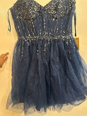 Sparkling Navy Sequin Tulle Formal Dress
